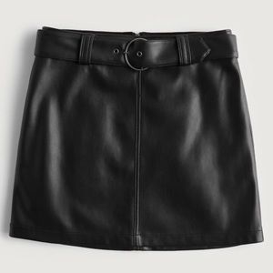 Ultra High-Rise Vegan Leather Belted Mini Skirt